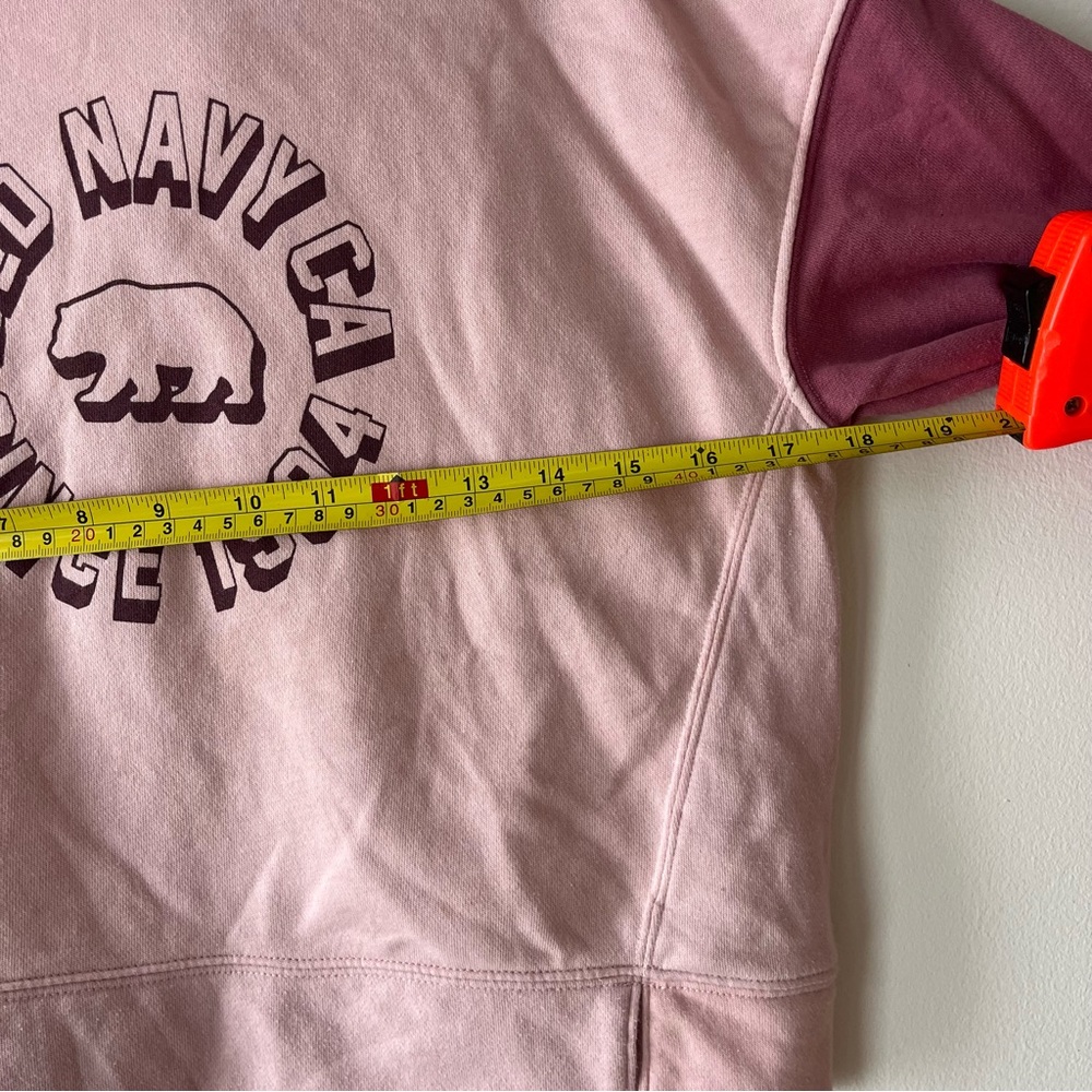 🌼 5/$25 Old Navy Pink Colorblock Bear Hoodie Kids L 10–12 Pullover Sweatshirt - Picture 8 of 11